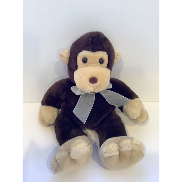 Kellytoy Brown Monkey Plush Stuffed Animal Lovey Soft Toy With Cream Bow - Picture 2 of 6